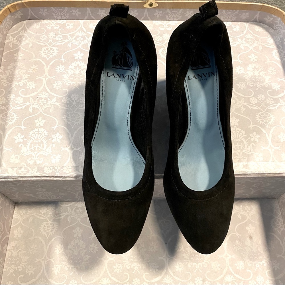 Lanvin black suede wedges 37